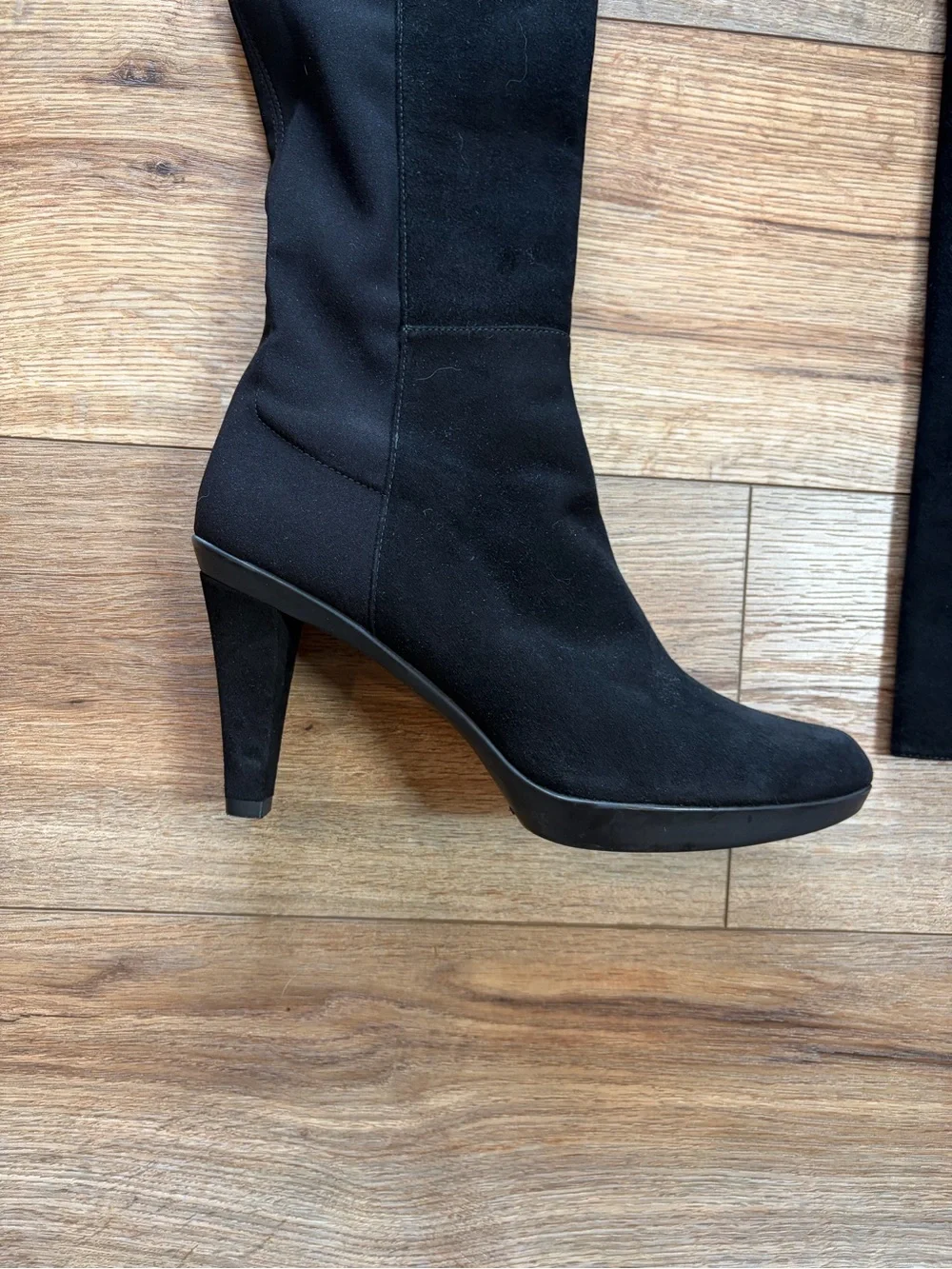 Stuart Weitzman black gothic blockette over-the-knee stretch boots